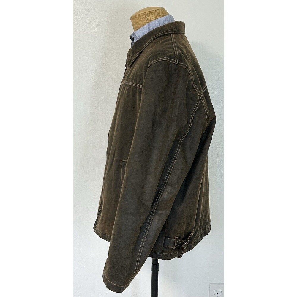 Mens Columbia Bomber Biker Jacket Size Large Distressed Oil Cloth Cotton Y2K VTG - Picture 4 of 12